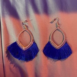 never worn new blue frizzy earrings